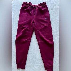 Nike Tech Fleece Joggers Maroon Mens Size M Tapered Rare Colorway Zip Pocket